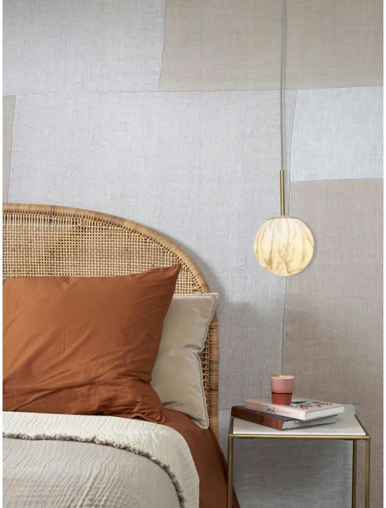 CARRARA - Suspension en fer abat-jour en verre or/verre teint, h. 28cm