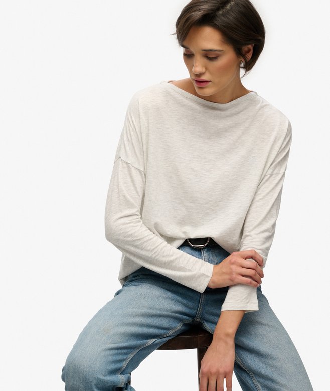Studios Boat Neck Slub Long Sleeve Top