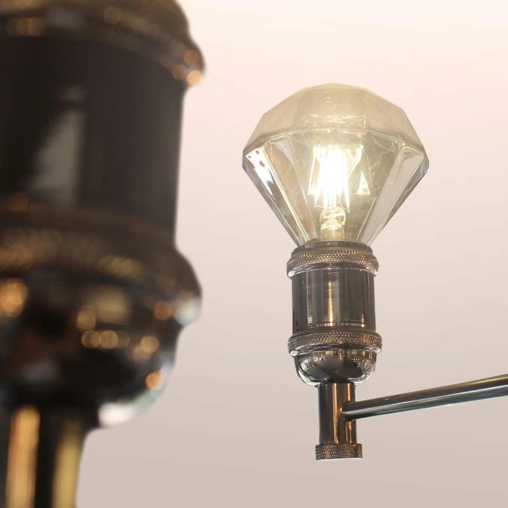 MIYAKO - Lustre graphite 6 lumières métal noir rétro