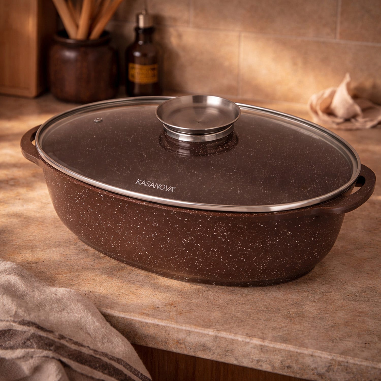 Rostiera ovale 38x26 cm I Giganti coperchio dosaroma
