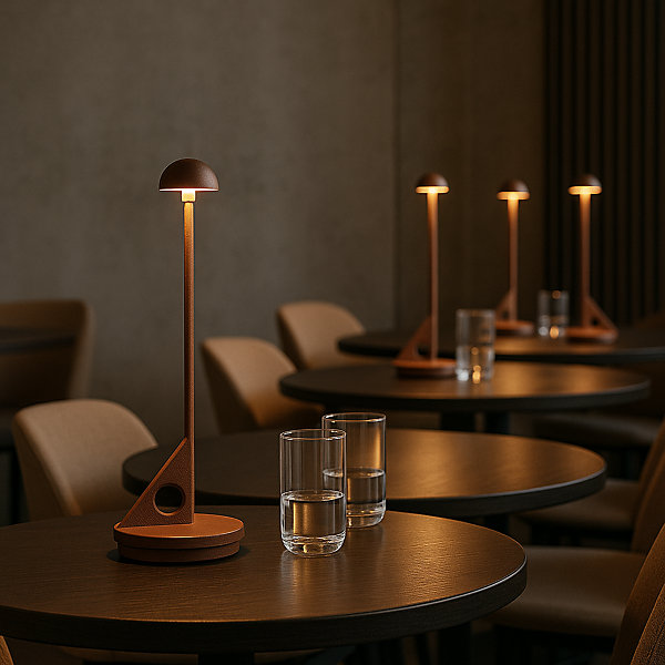 Lampe de table sans fil aluminium LUME Rouille H29cm