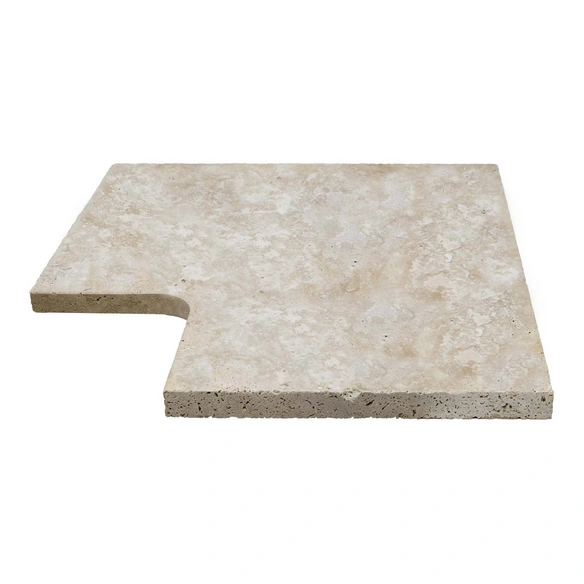 Beckenrandsteine »Tosca Classic«, LxBxH: 61 x 61 x 3 cm, Travertin, beige/gelb/braun/grau, 1 Eckstück, gefast