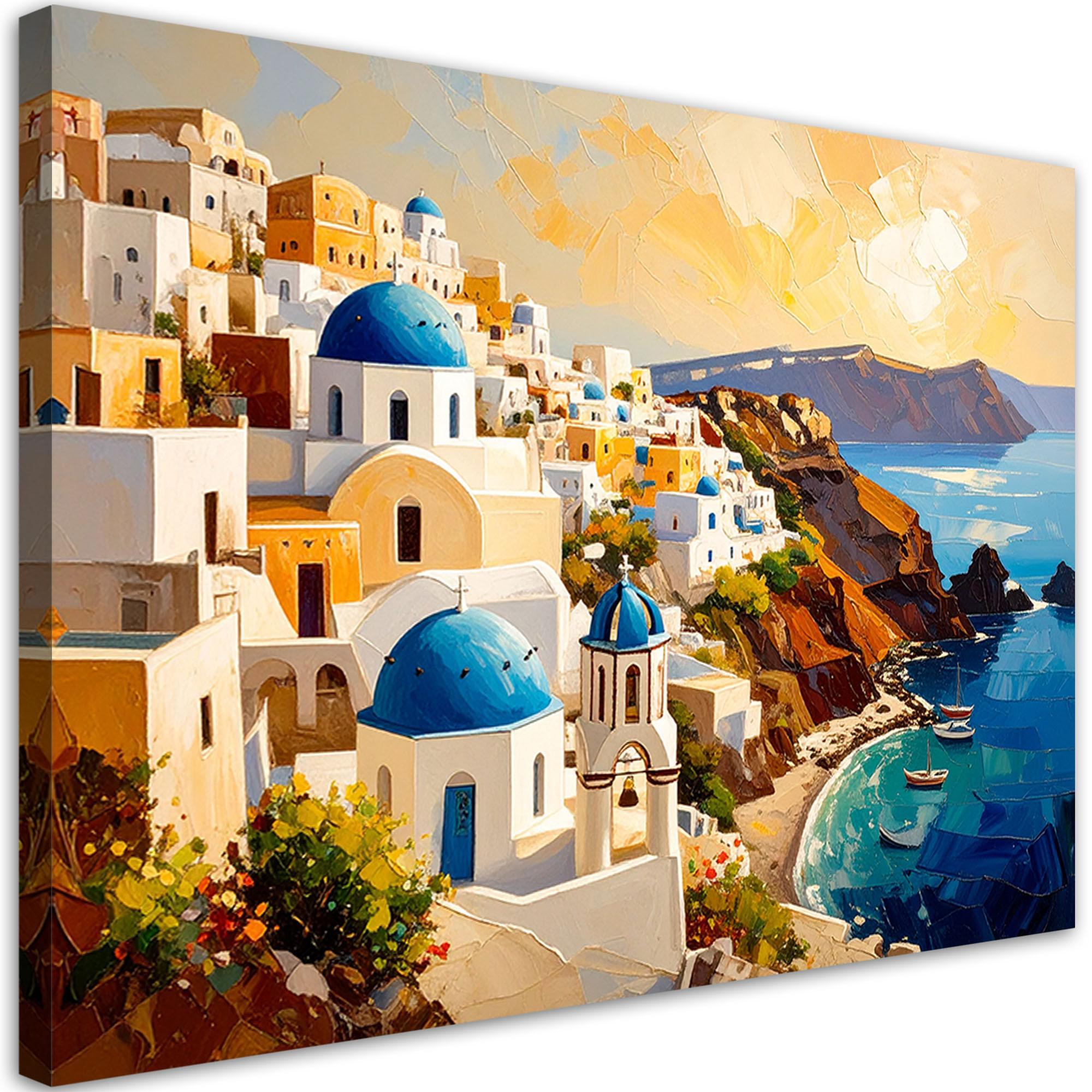 Obraz nowoczesny do salonu, Santorini Grecja Pejzaż Malowany 30x20