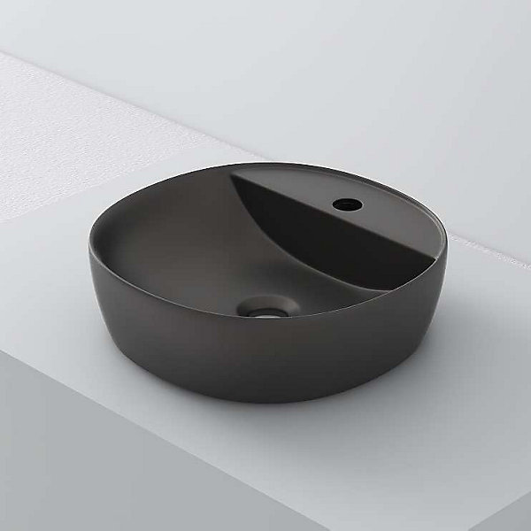 Lavabo à poser OC40 céramique 40,5x12x40,5 cm noir mat