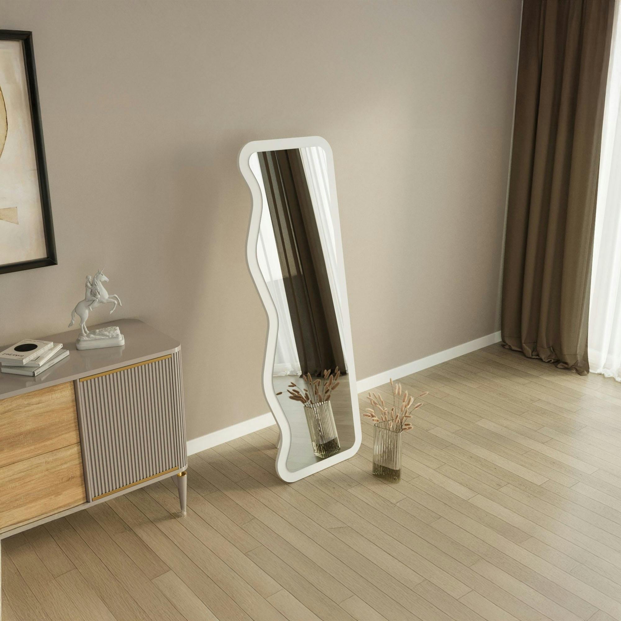 Miroir plein pied blanc avec ondulations - style moderne CODY