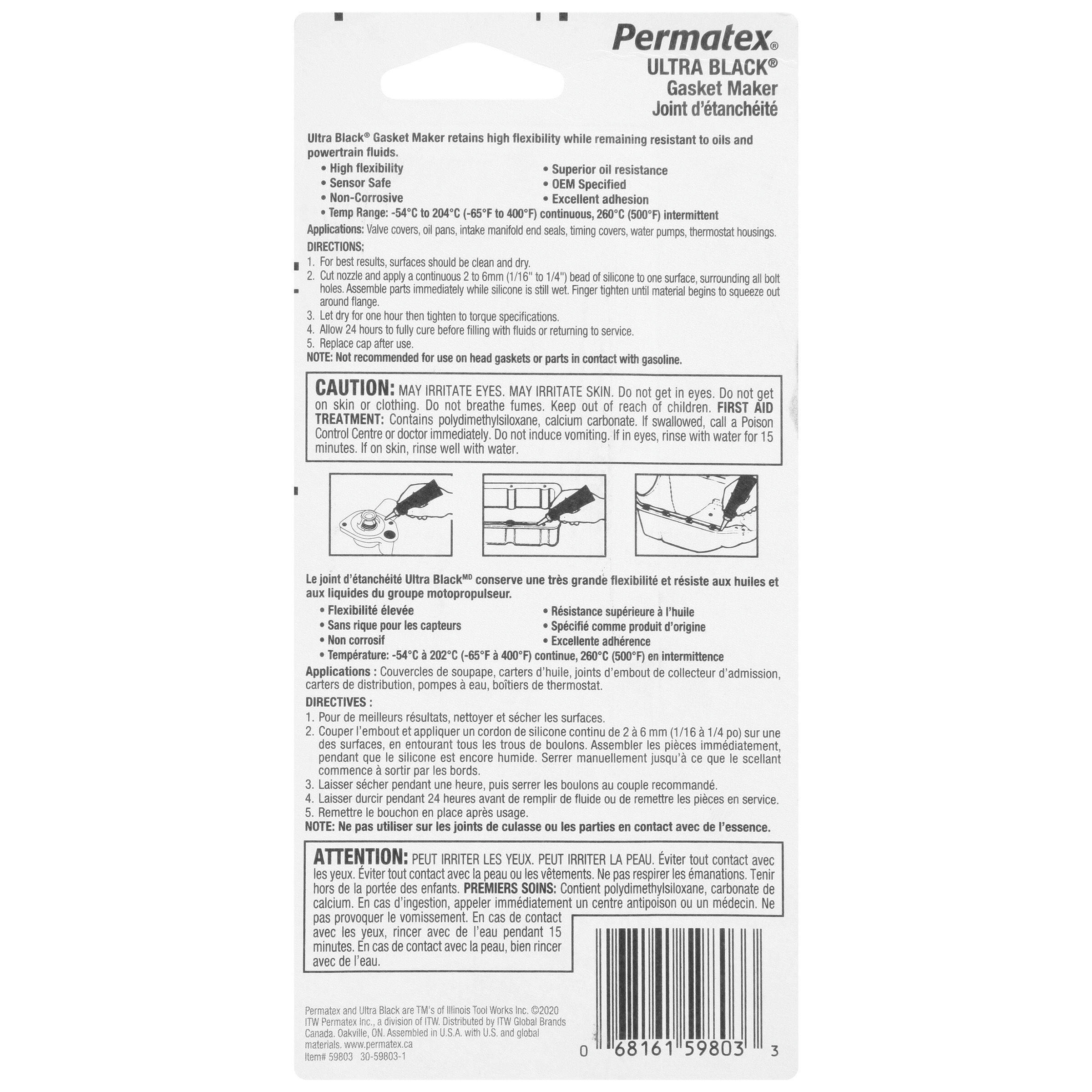 Permatex® 59803 Ultra Black Gasket Maker 598BR, 80-mL