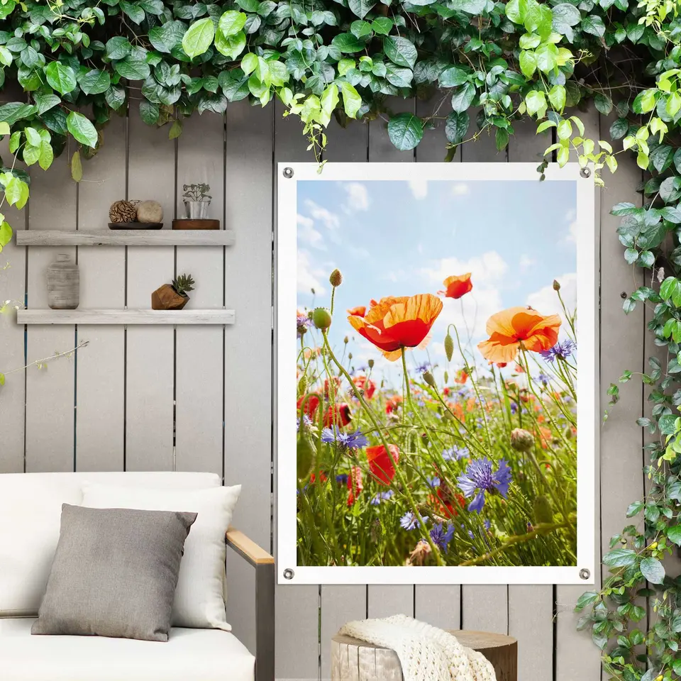 Tuinposter Bloemenveld - 80 x 60 - Bont