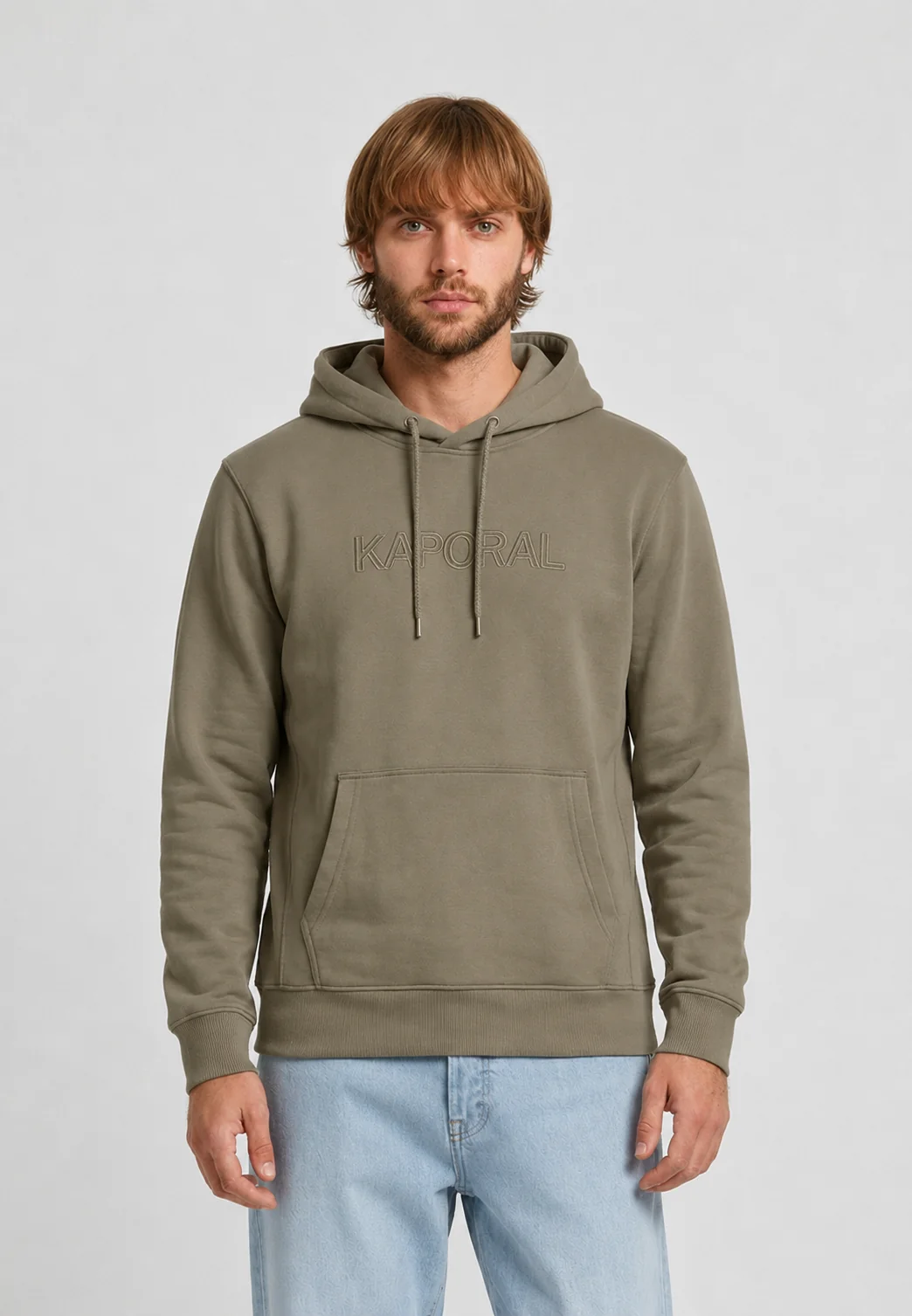 Sweat à capuche regular khaki coton polyester POWEL