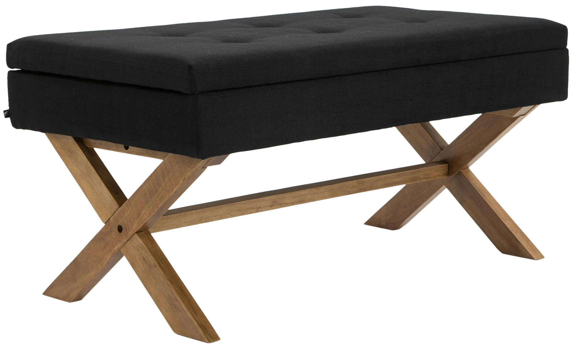 NAMARO - Banquette avec pieds en bois assise en tissu Noir