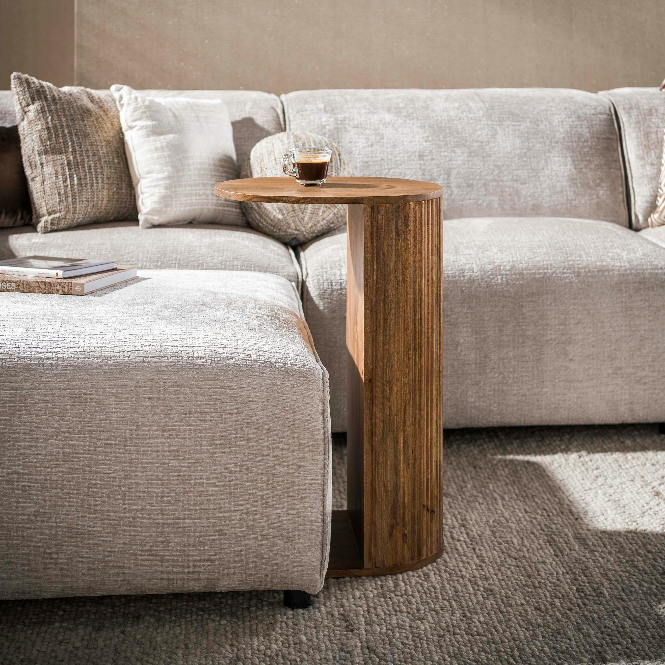 Table d'appoint en bois rainuré pour ordinateur DELHI