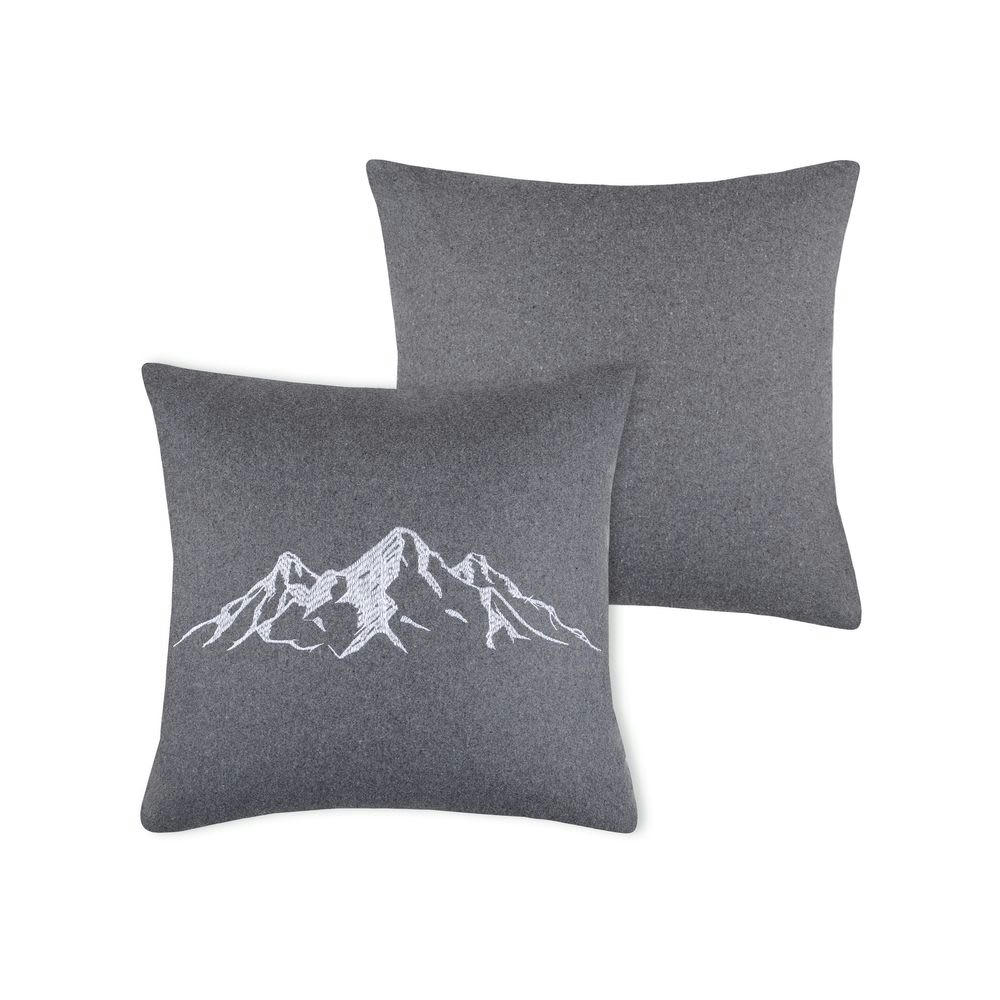 - Coussin 45 x 45 cm gris imprimé montagne Charvin