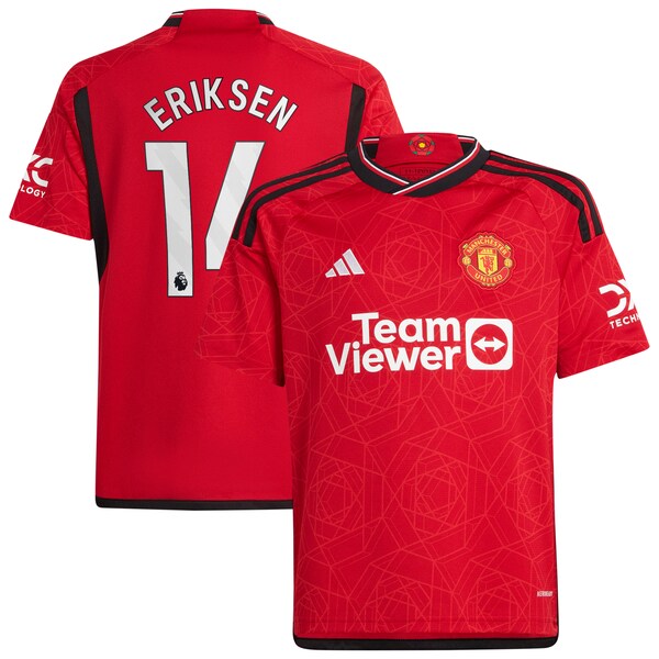 Christian Eriksen Manchester United adidas Youth 2023/24 Home Replica Player Jersey - Red