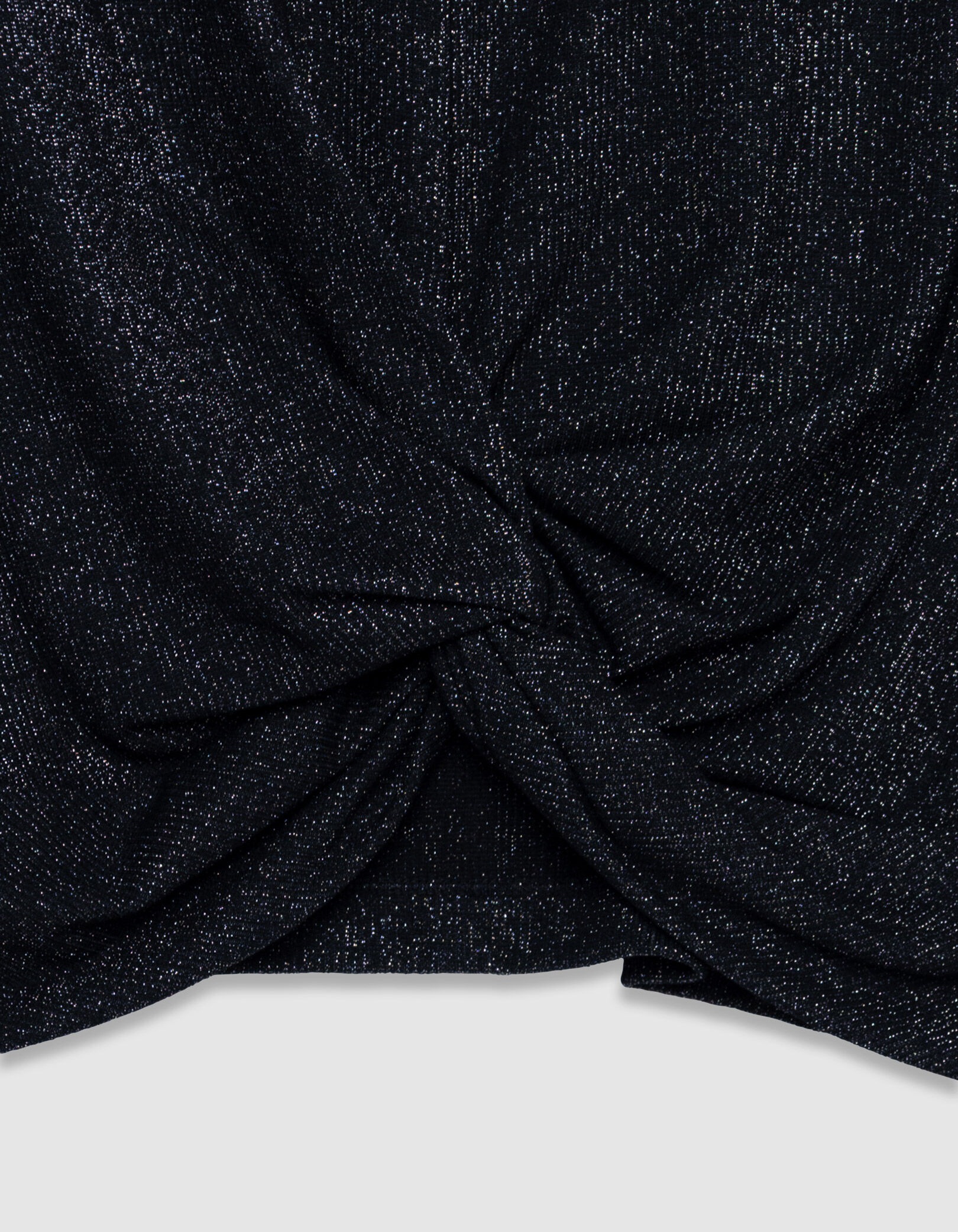 Tee-shirt noir pailleté effet drapé avec noeud Femme