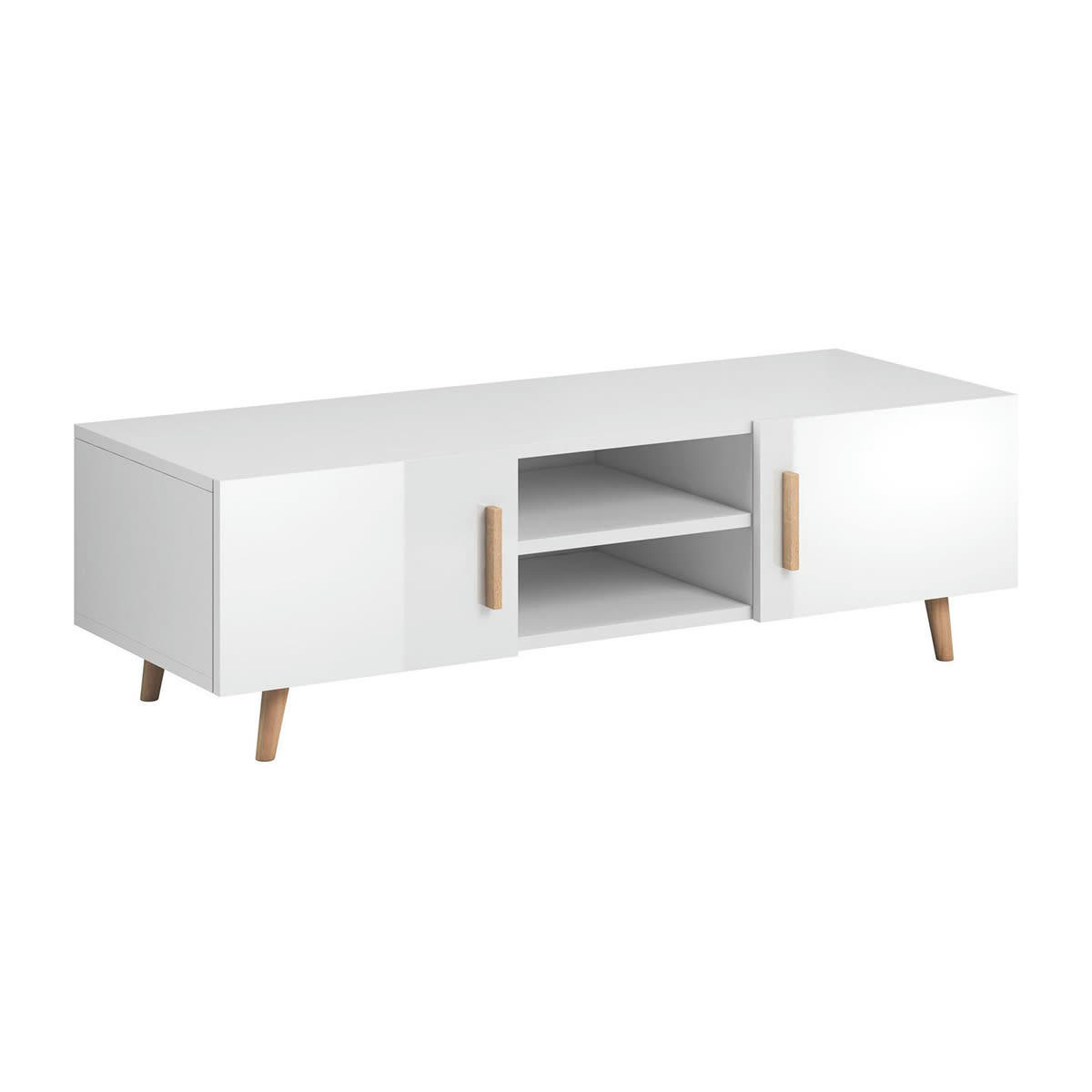 - Meuble tv 2 portes 140 cm blanc