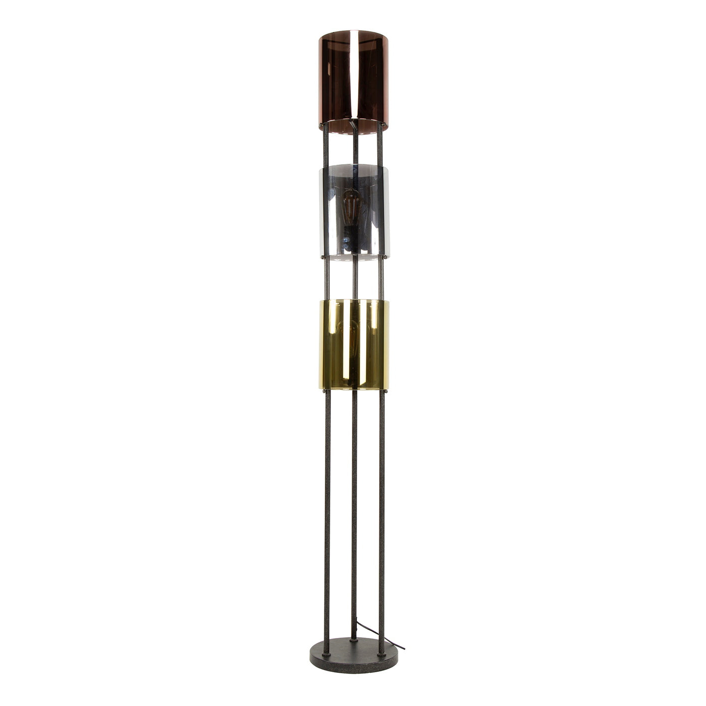 Giga Meubel Vloerlamp Patch Cylinder - Brons Antiek - 3-Lichts - 30x30x135cm