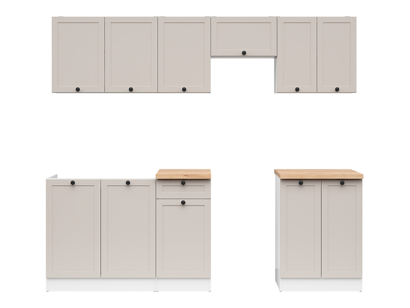 Komplet kuchennyJunona Line 230 cm biały/uni kaszmir z blatem