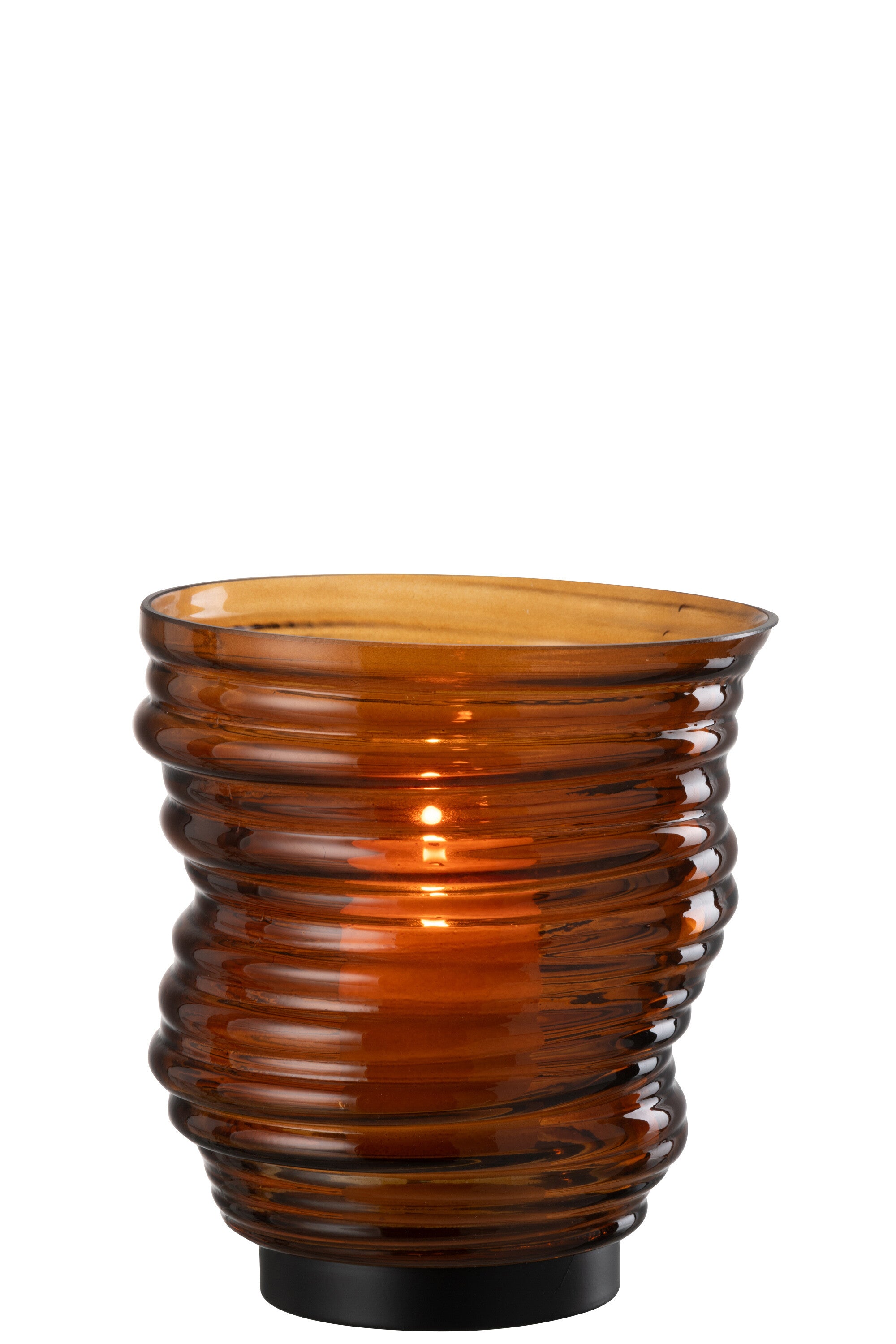 J-Line vaas Tornado - glas - bruin - small - Ø 16 cm