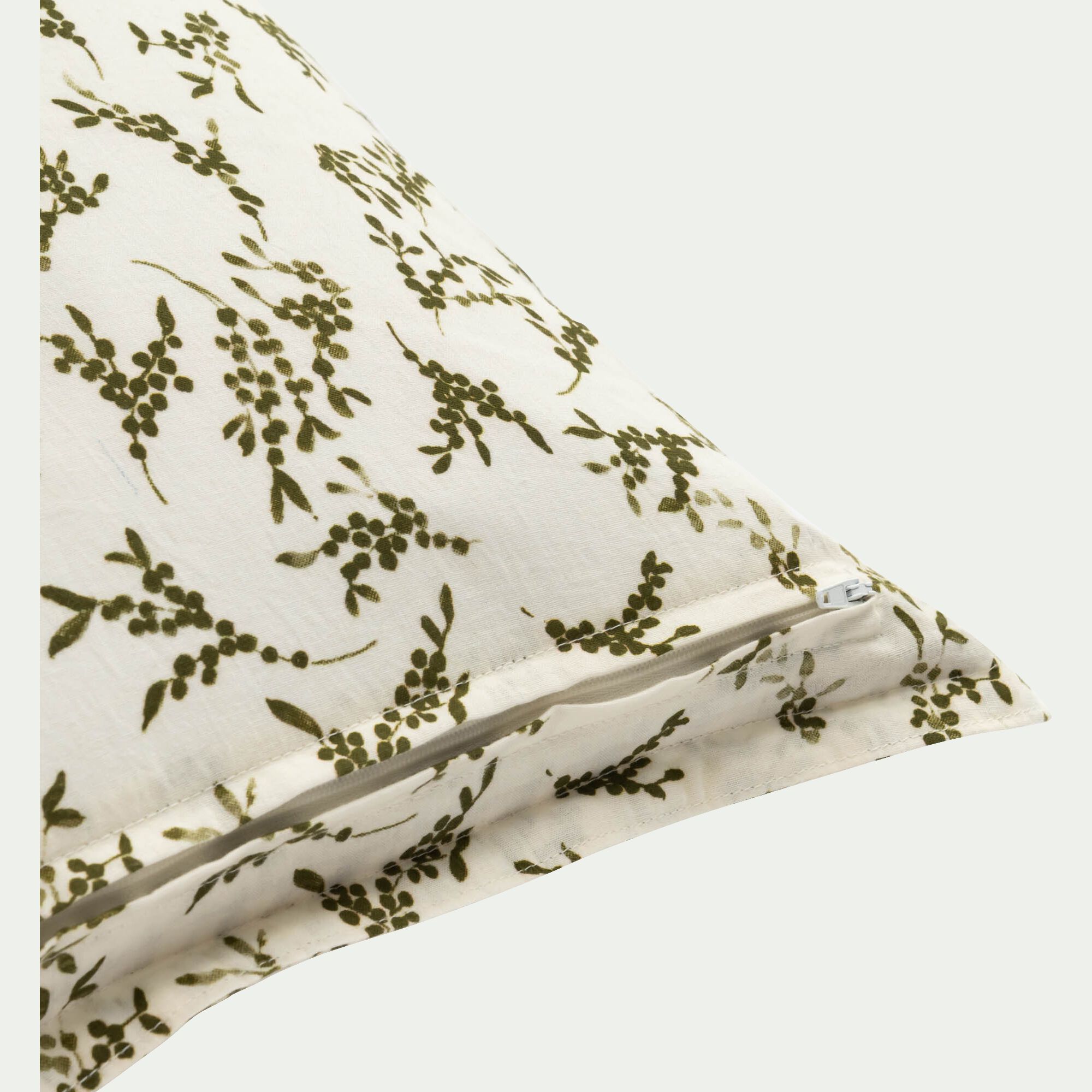 BAIA - Coussin en coton à motif fleurs 45x45cm - vert