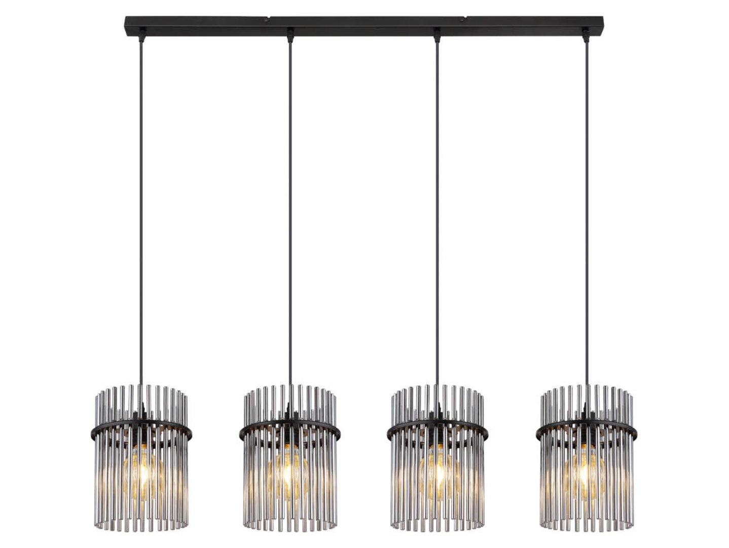 Lampa wisząca Gorley 4-punktowa metalowo-szklana czarna