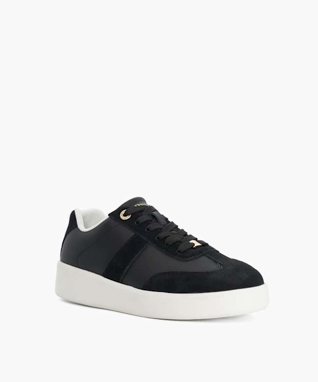 Ensemble Black - Leather-Suede Platform Sneakers