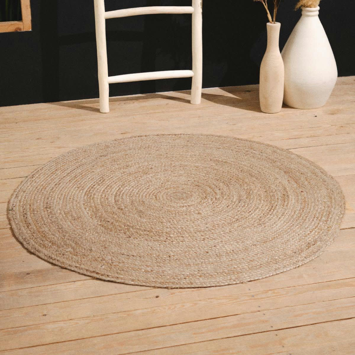 - Tapis en Jute Beige 120x120 cm