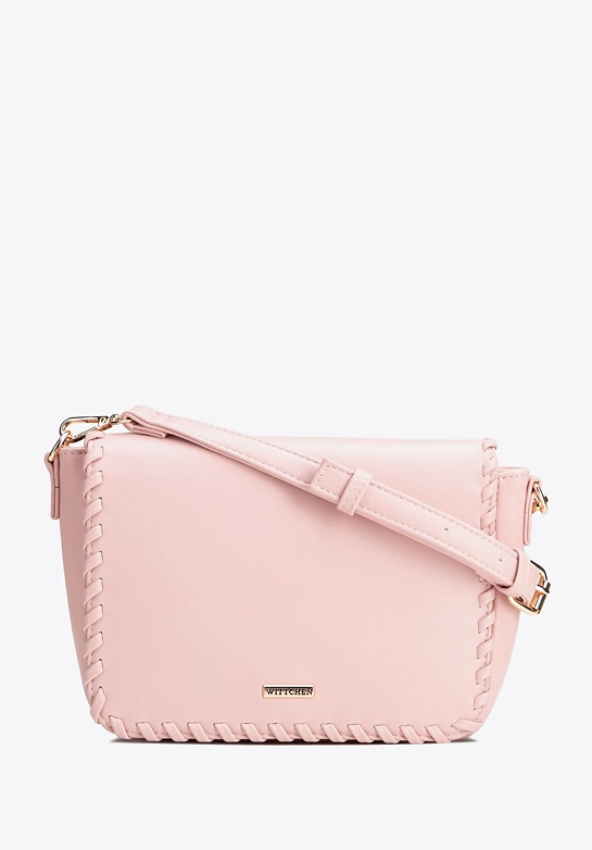 Damska crossbody z obszytą klapą różowa