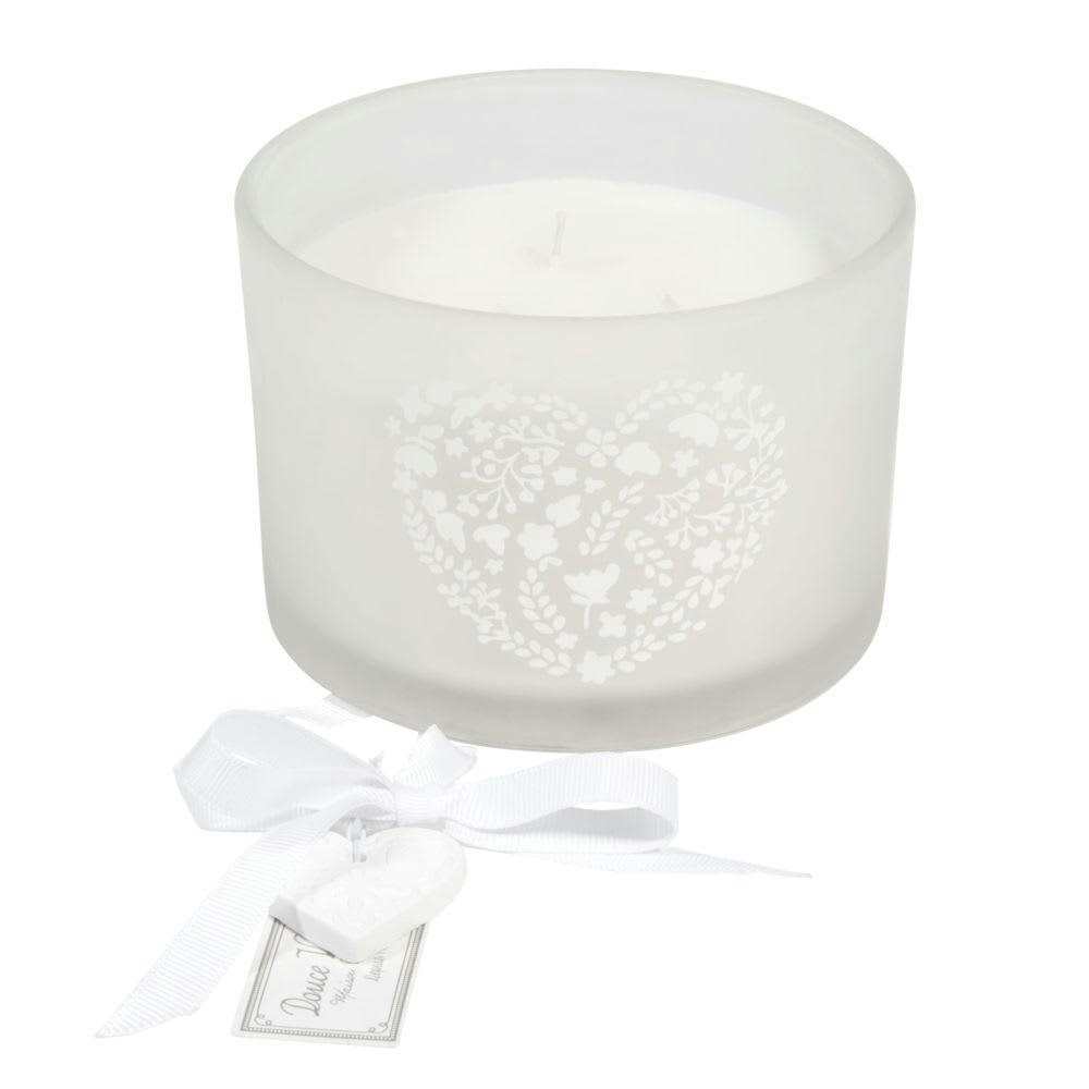 - Bougie 3 mèches cœur blanche