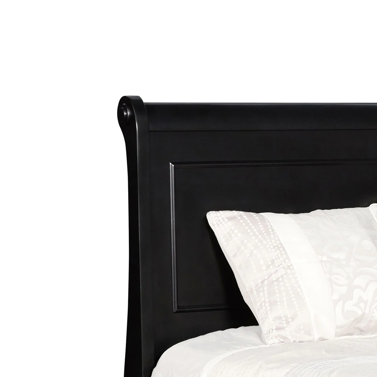 Wooden Sleigh Design Panel Headboard with Bracket Feet, Black
