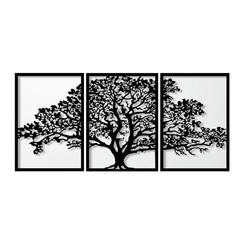 - Décoration murale triptyque arbre de vie en métal noir 126x60 cm