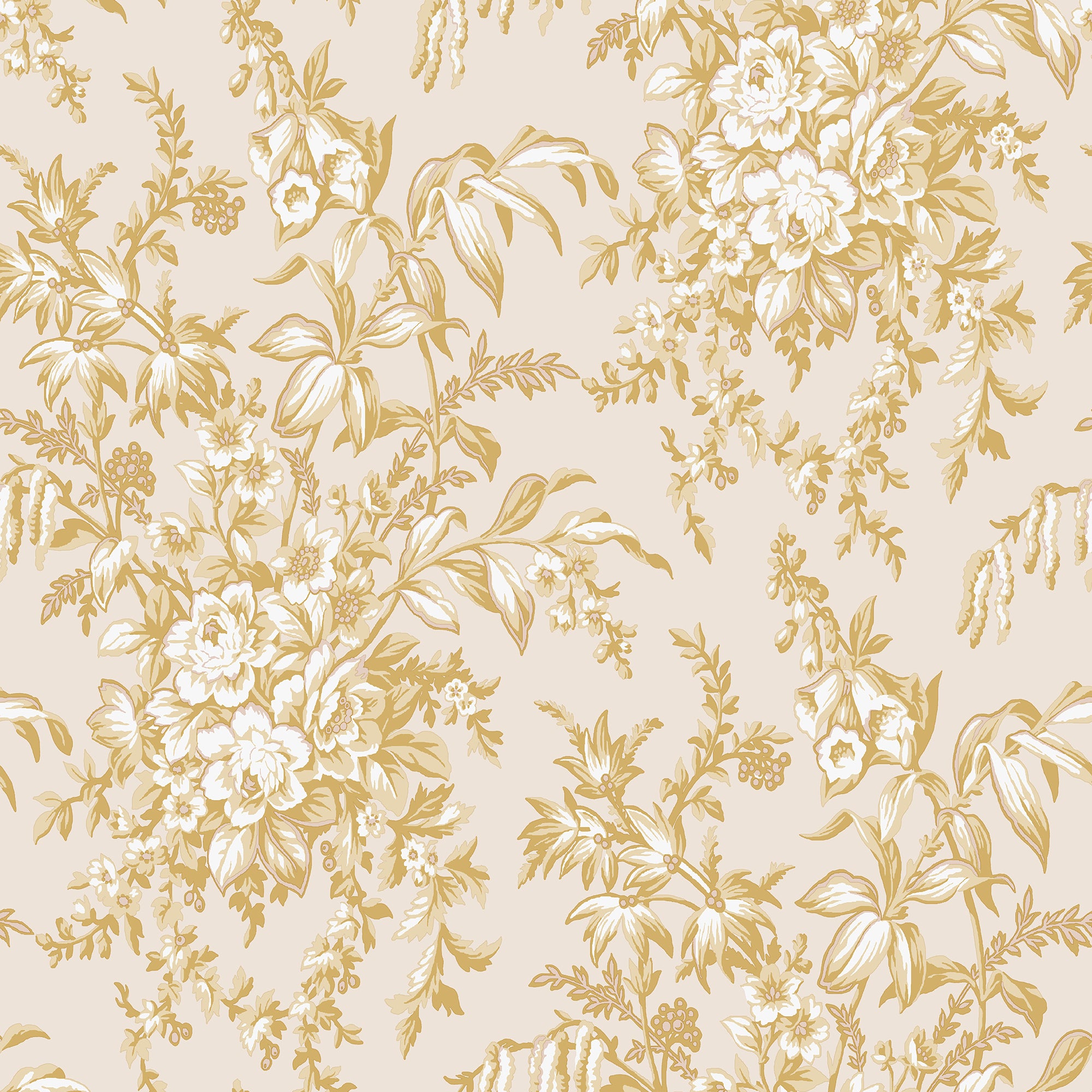 Laura Ashley Vliesbehang - Picardie Pale Gold - 10mx52cm