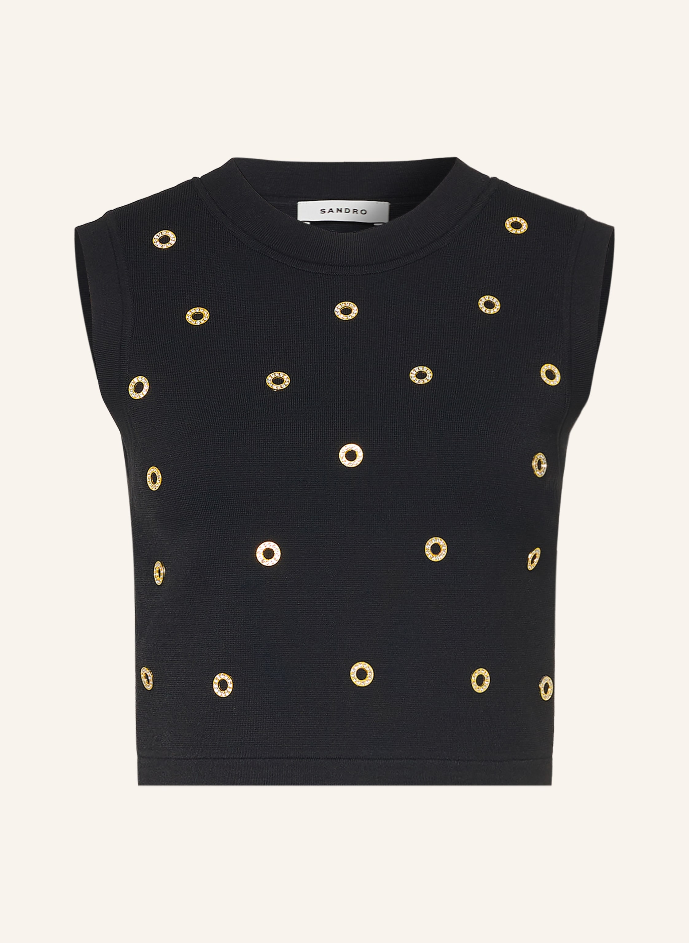 SANDRO Cropped-Top mit NIeten und Schmucksteinen