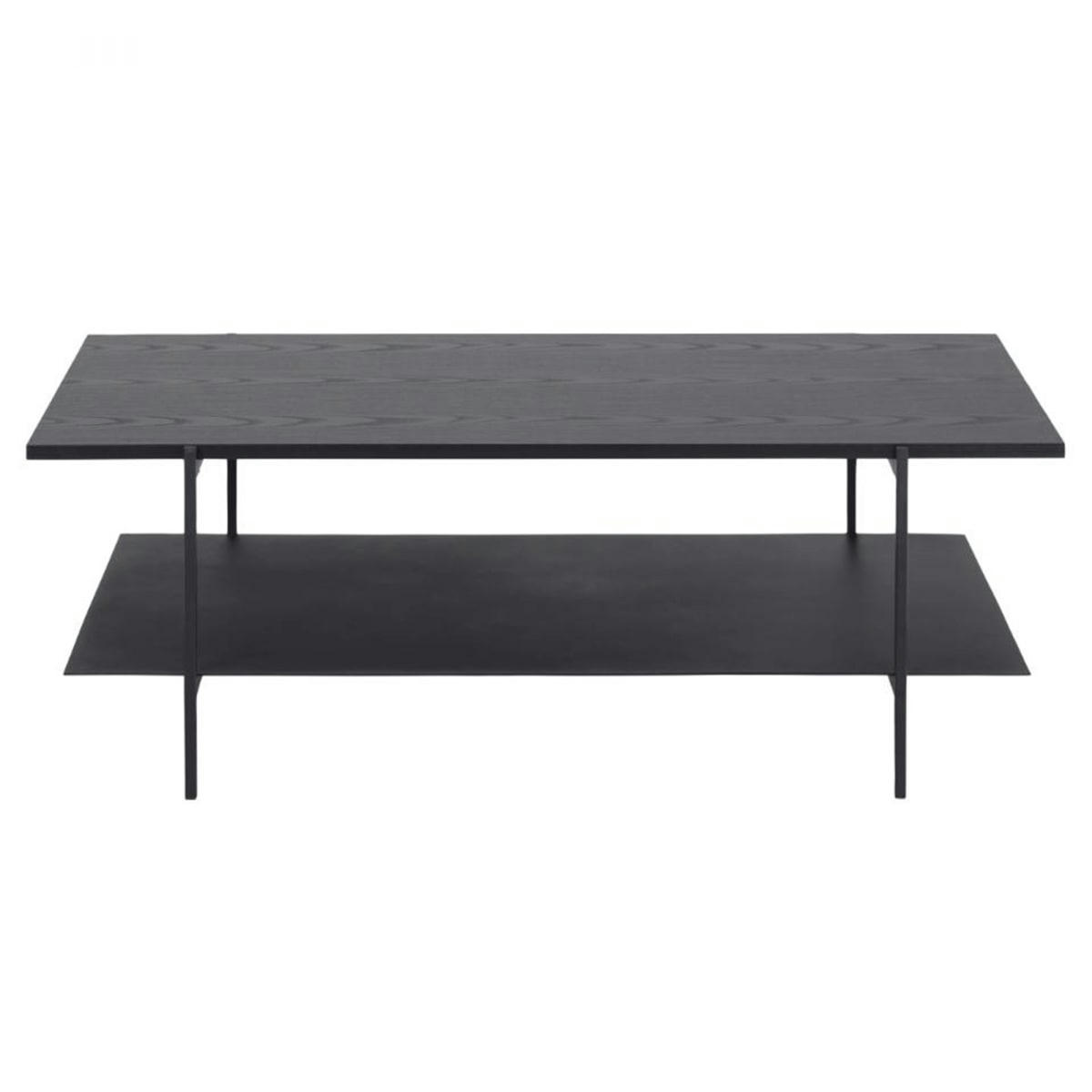 BLACK - Table basse rectangulaire 2 plateaux en bois noir