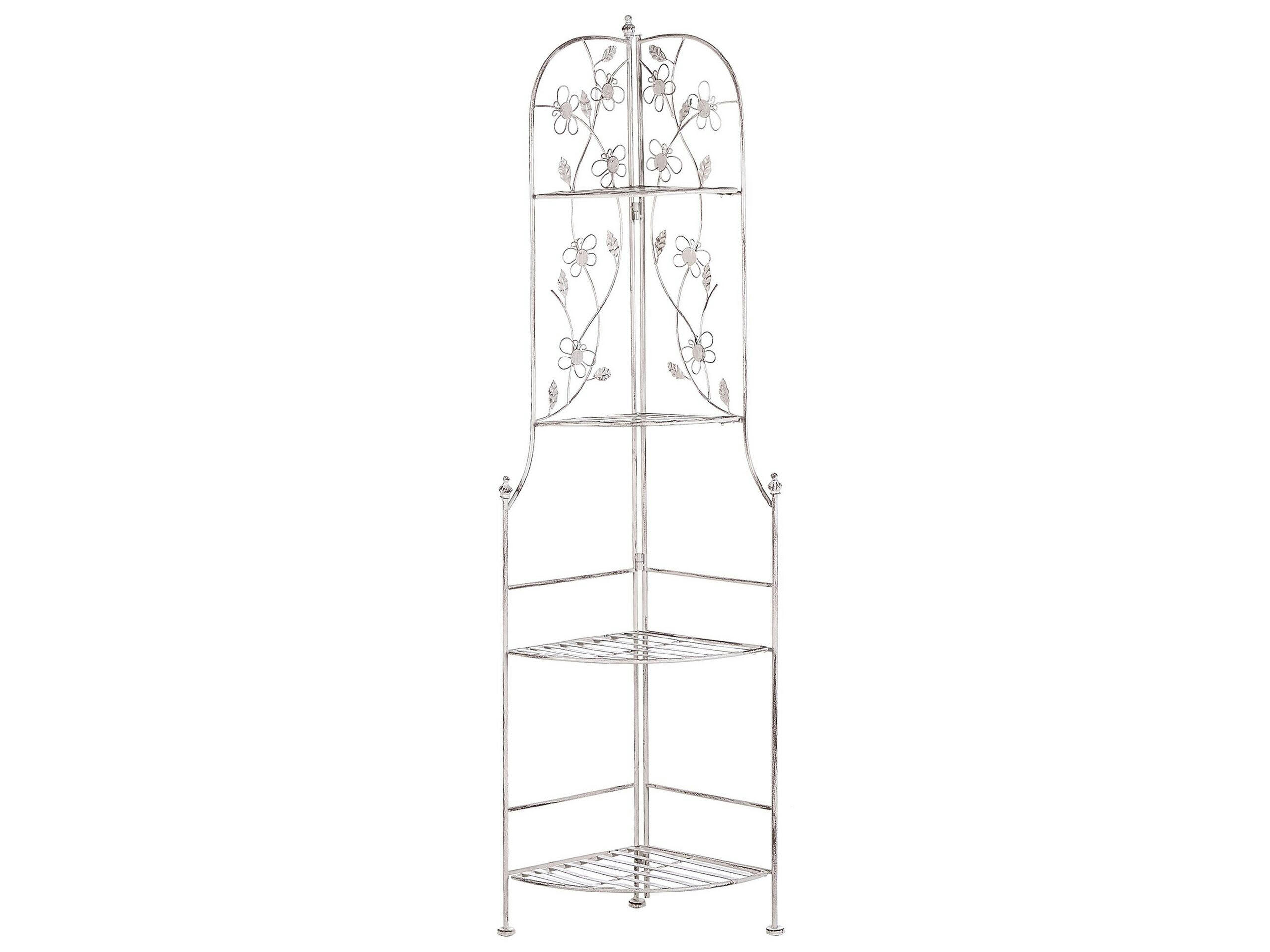 BIELLA - Étagère angle de jardin blanche 4 niveaux