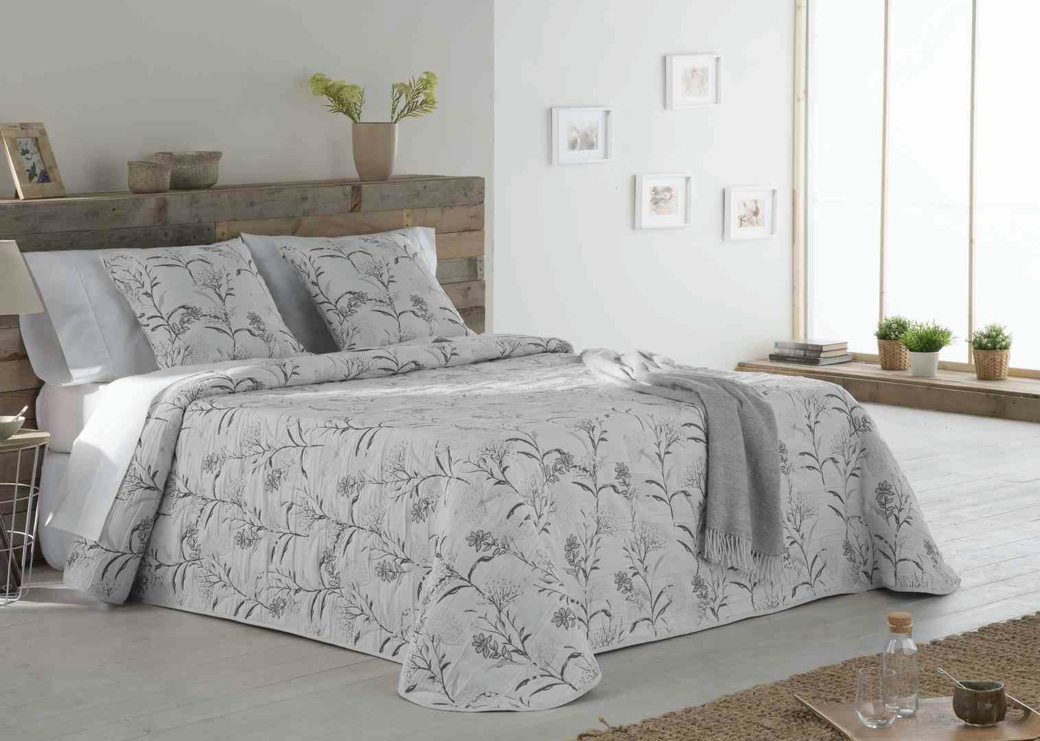 ZUREK - Couvre lit en coton gris 180x270