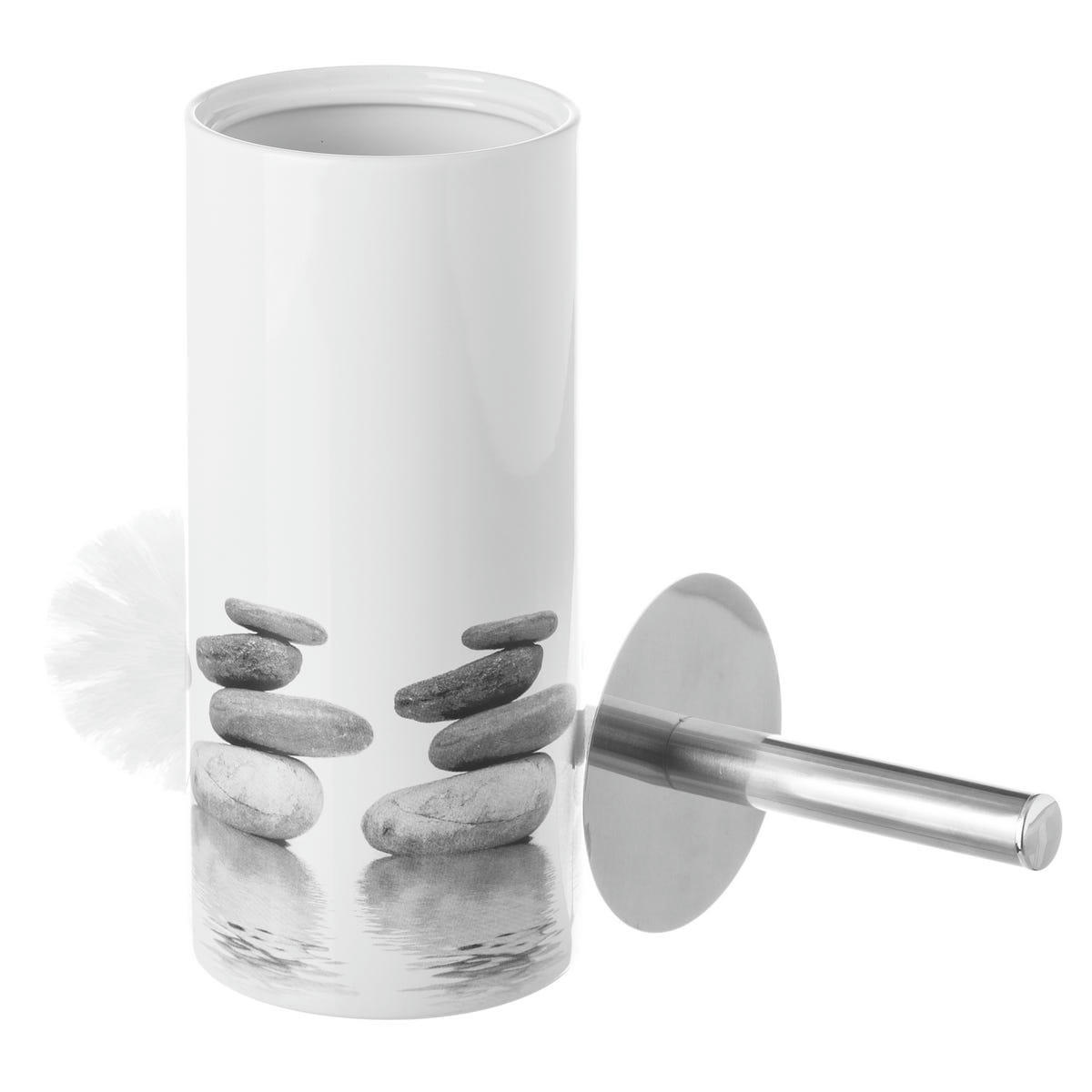 - Brosse WC céramique gris et blanc galets
