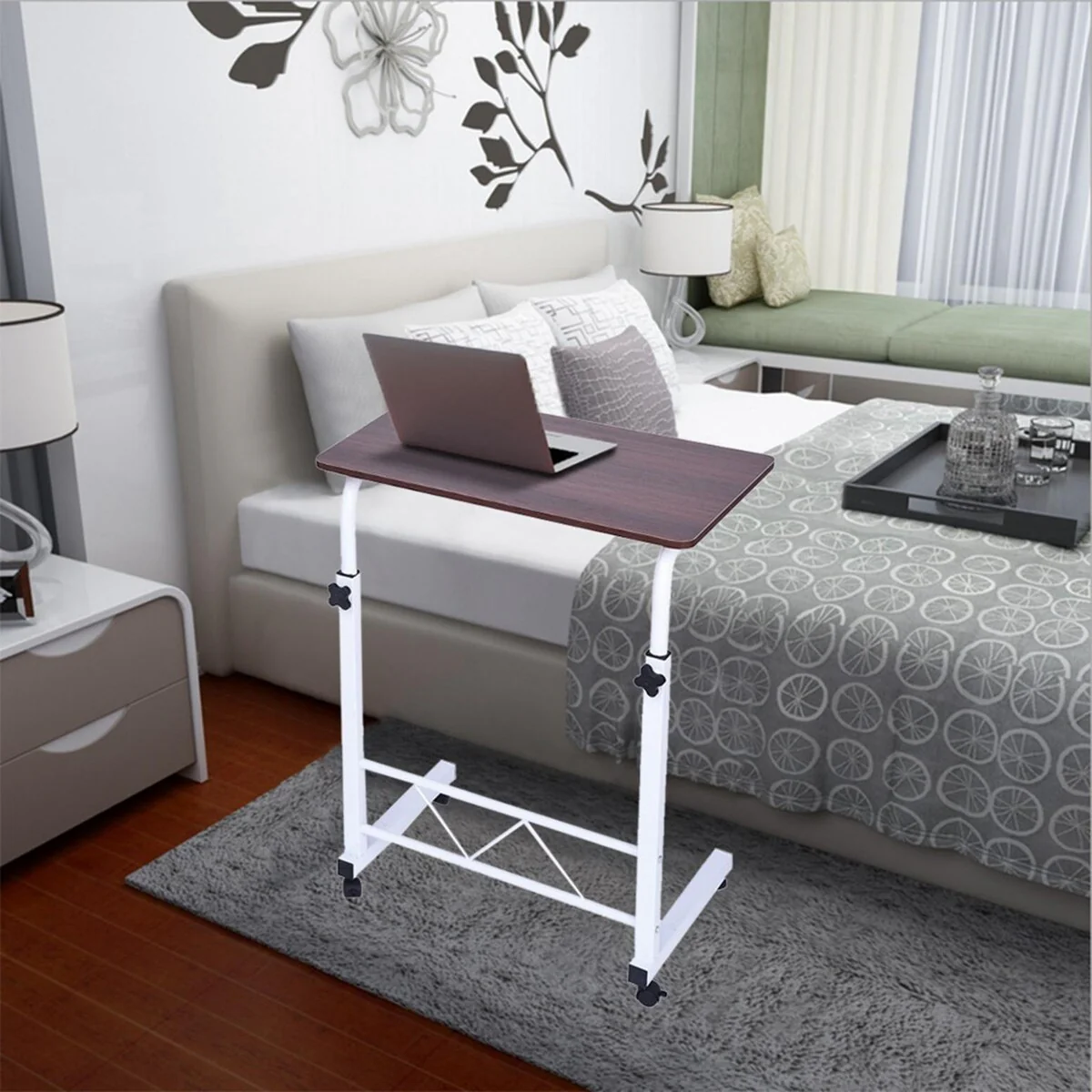 Height Adjustable Desk Mobile Desk With Universal Wheels Home Office Desk - N/A