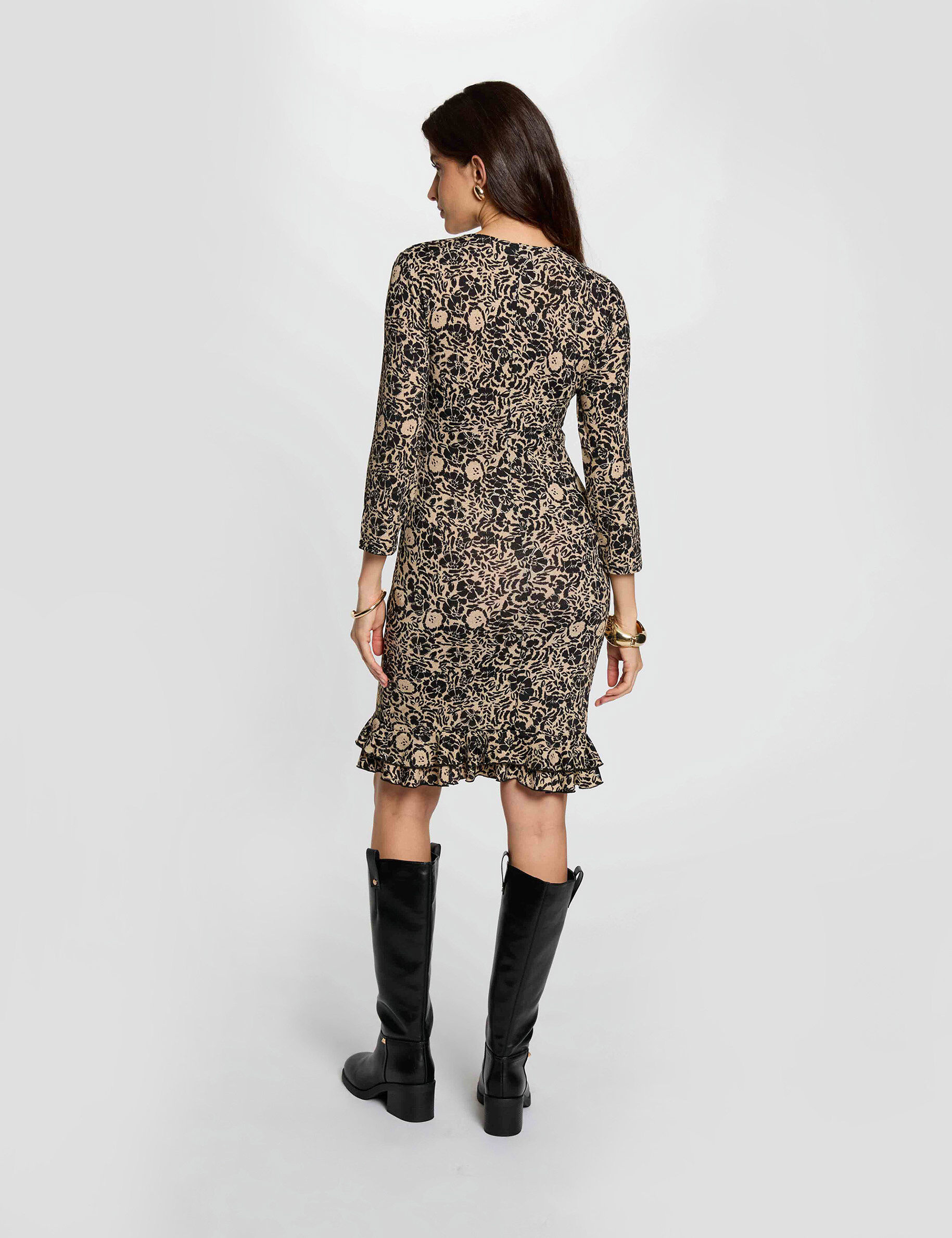 Knitted Dress With V-Neck Multicolor Women