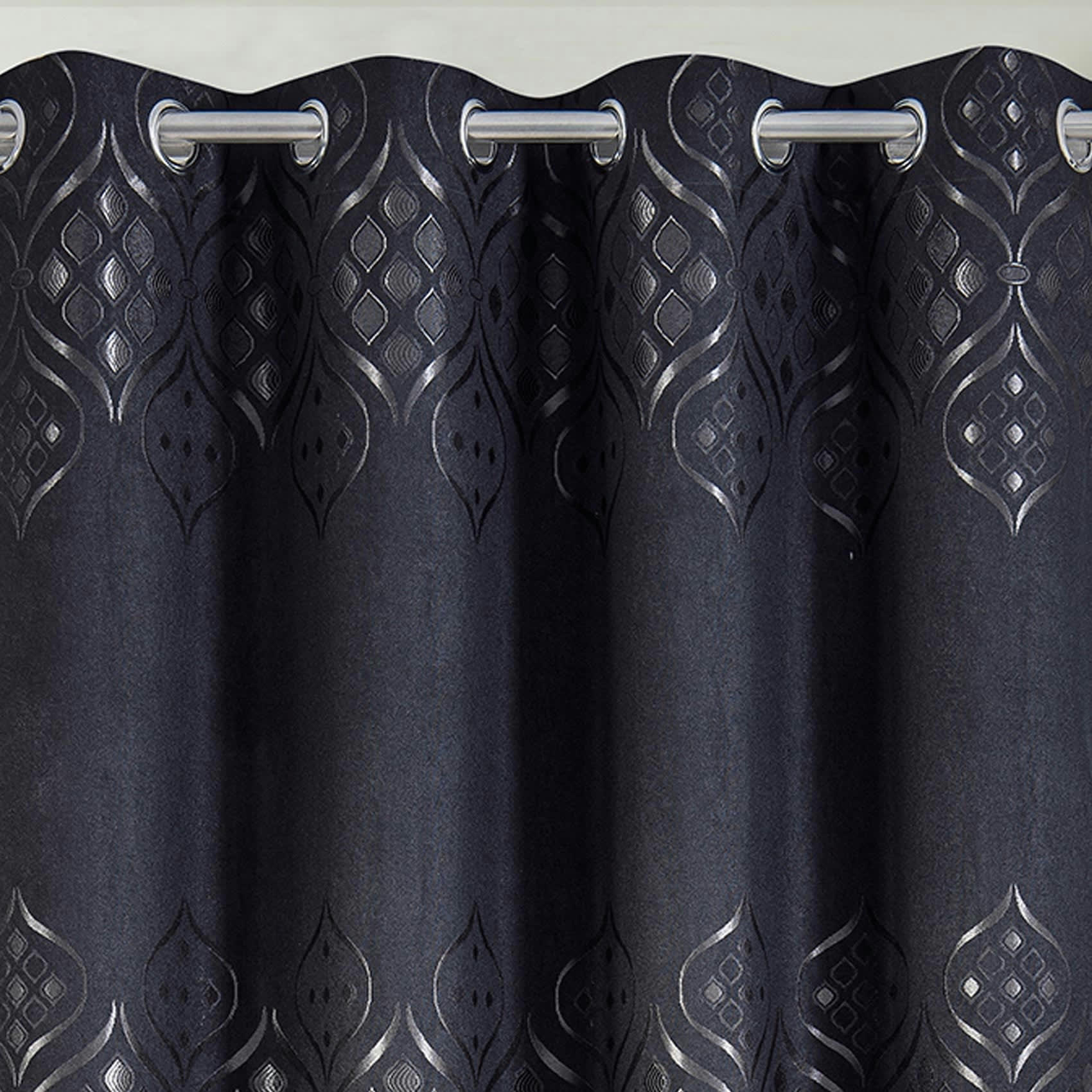 - Rideau obscurcissant à motifs brillants polyester noir 140x260 cm