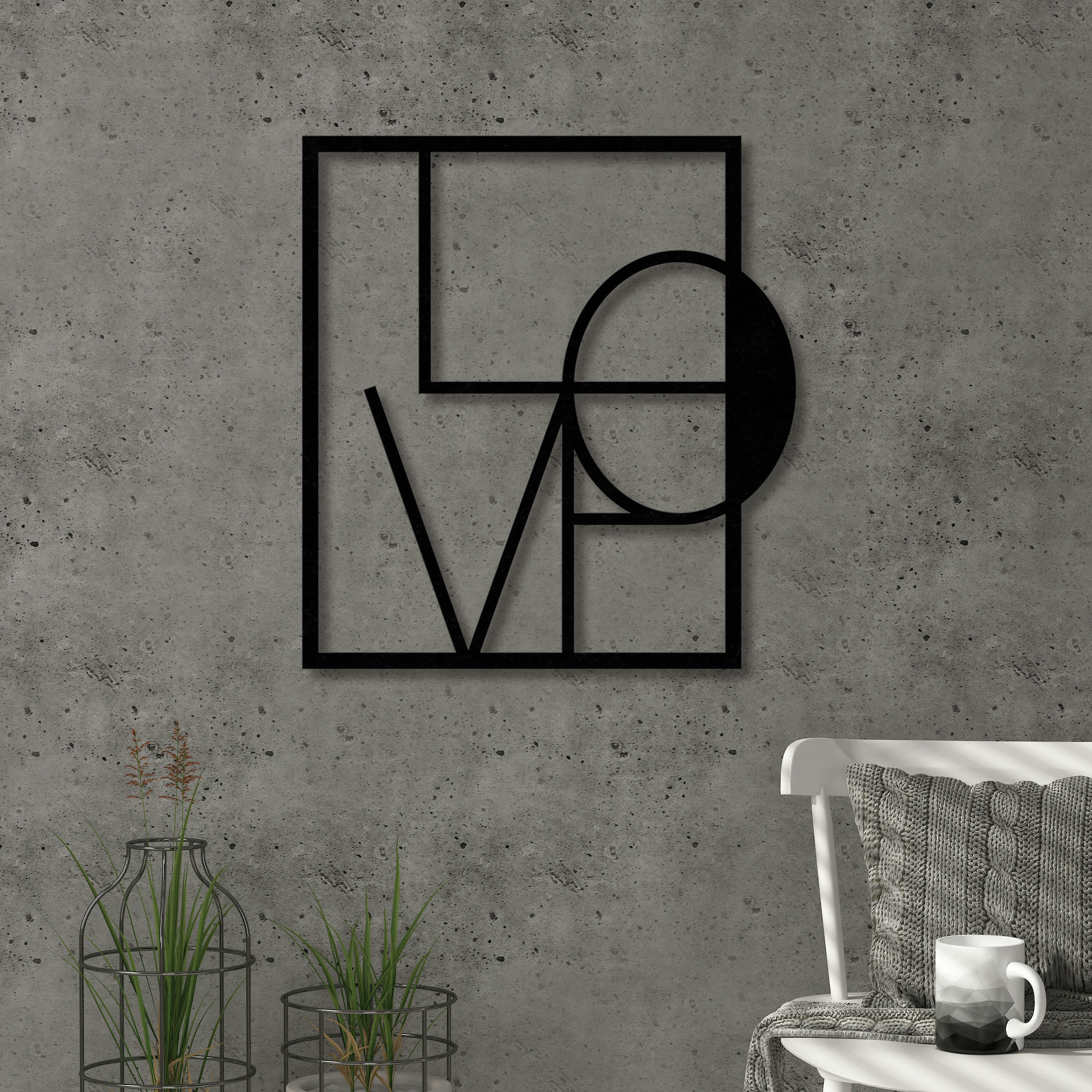 - Déco murale love en métal noir 42x46 cm