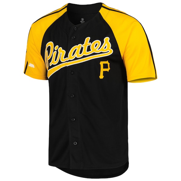 Pittsburgh Pirates Stitches Button-Down Raglan Fashion Jersey - Black