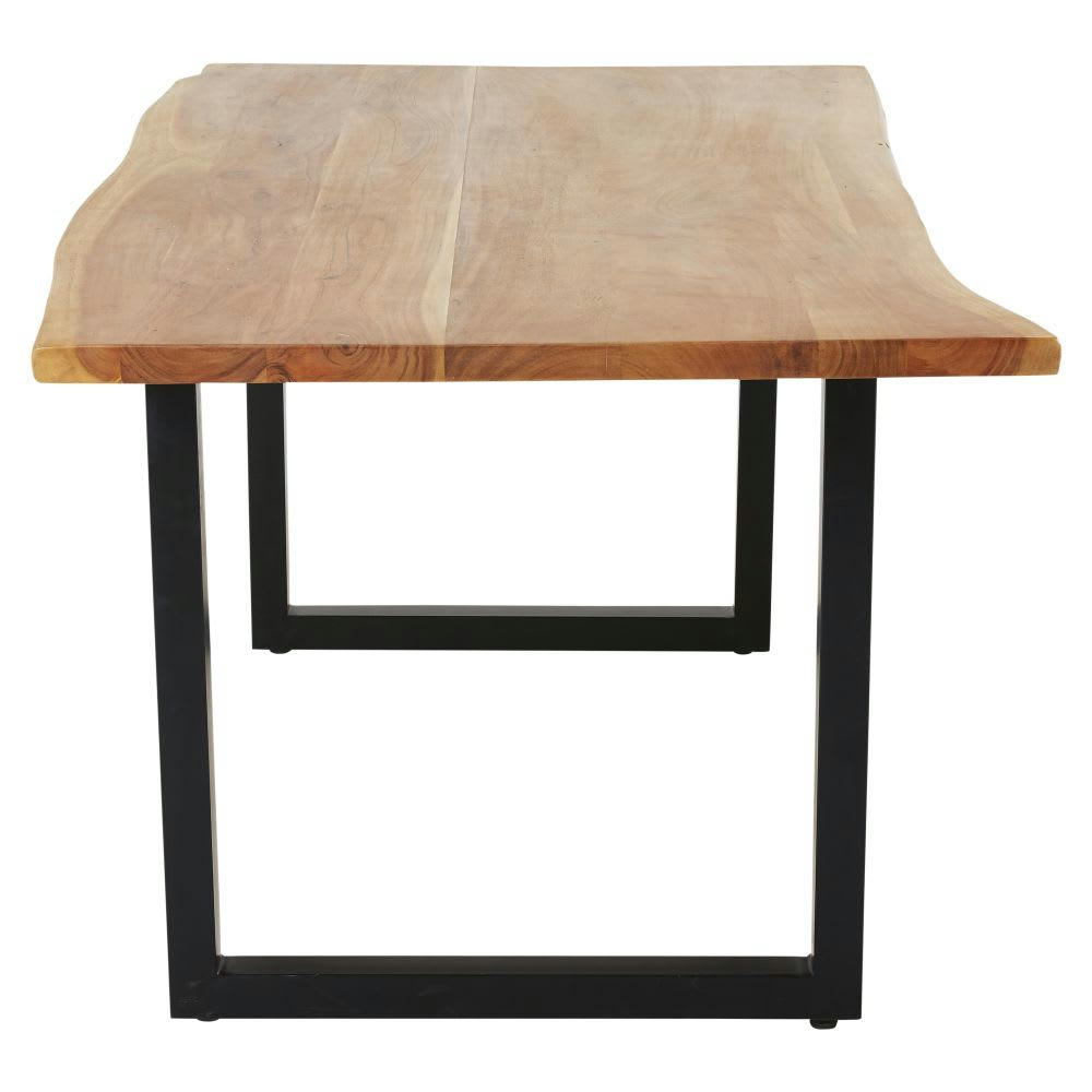 Palissandre - Table à manger 8 personnes en acacia et métal noir L160