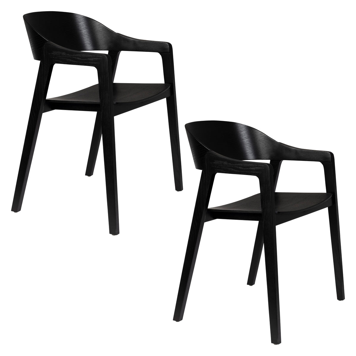 Dutchbone Westlake Eetkamerstoelen Armleuning Zwart - Set van 2