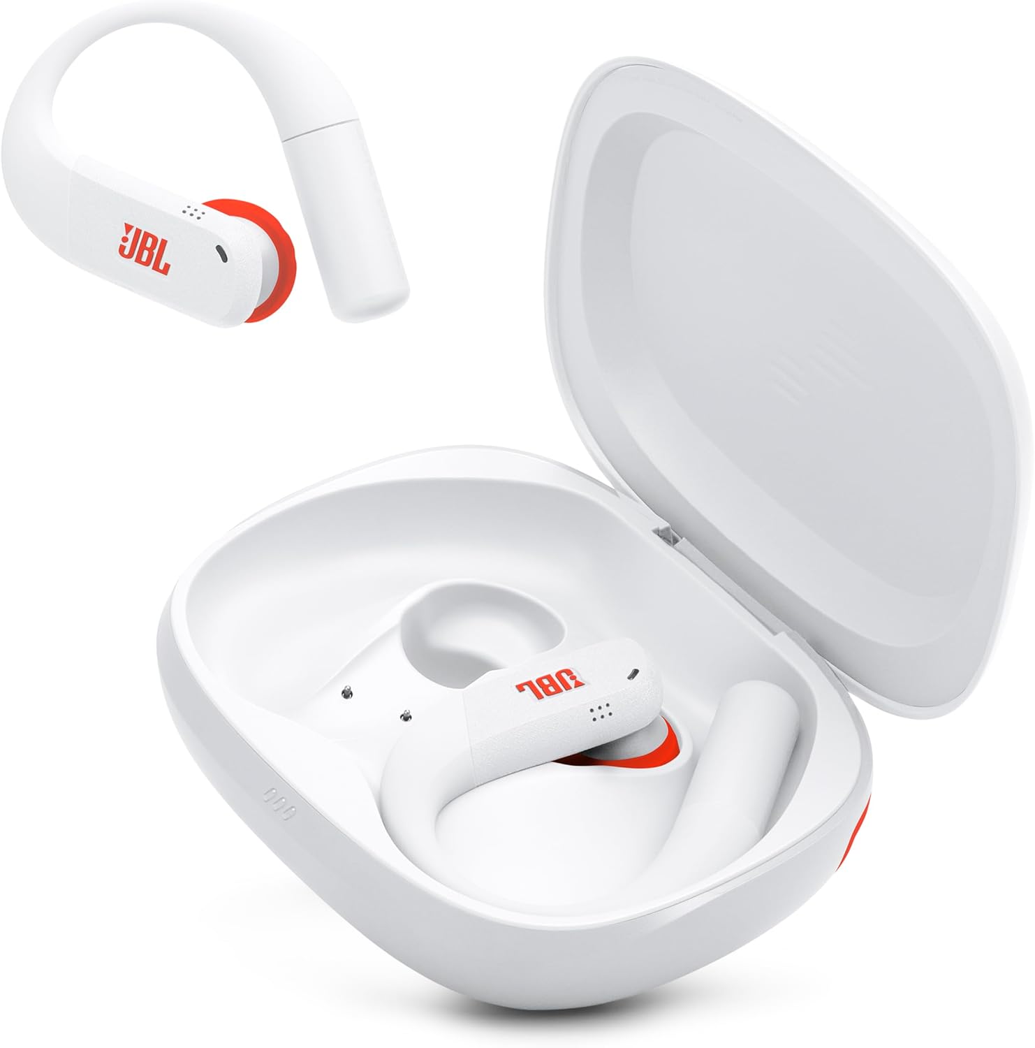 JBL Endurance Peak 4 - True Wireless Noise Cancelling Sport Earbuds, Up to 48Hrs total playback, water & dust proof (IP68), Secure fit with TwistLock™ design, & 6 mics for perfect calls (White/Orange)
