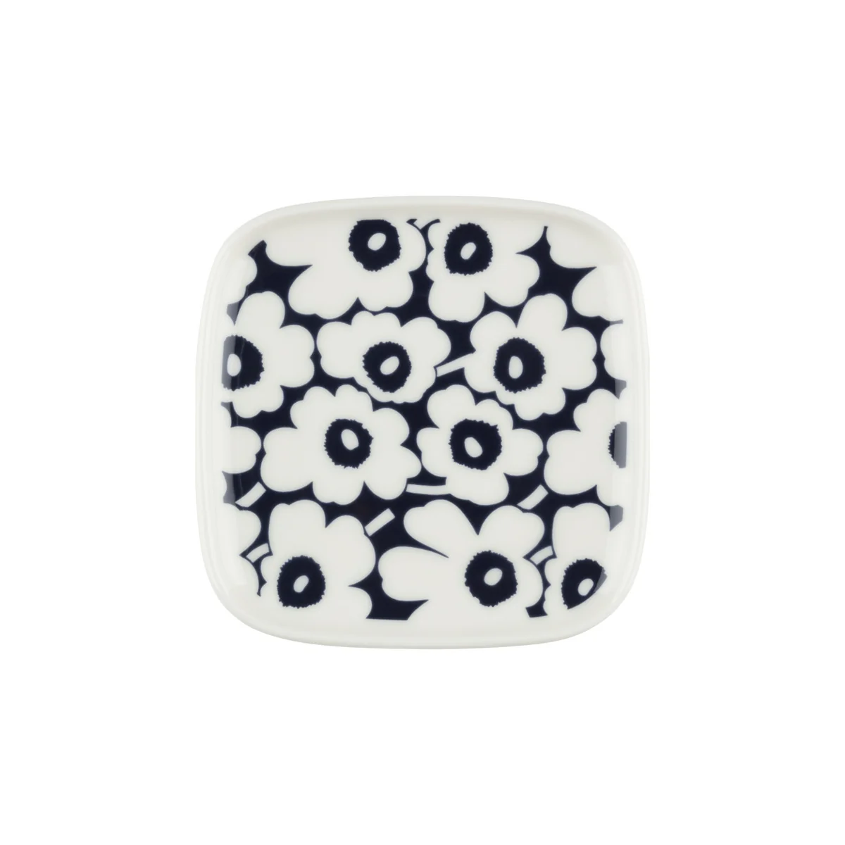 Marimekko - Oiva Pikkuinen Unikko Teller, 10 x 10 cm, dunkelblau / weiß (60th Anniversary Collection)