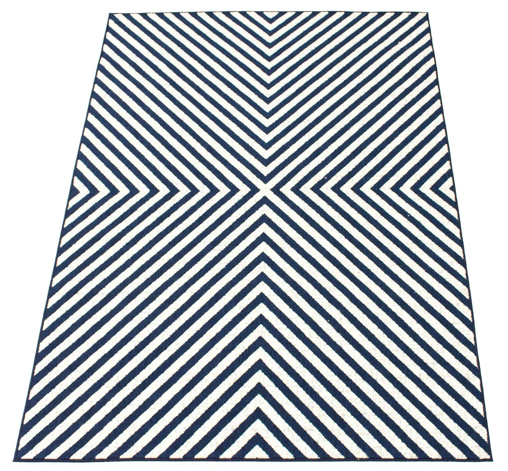 ECARPET Milan Indoor/Outdoor Area Rug, Blue/Ivory, Assorted Sizes