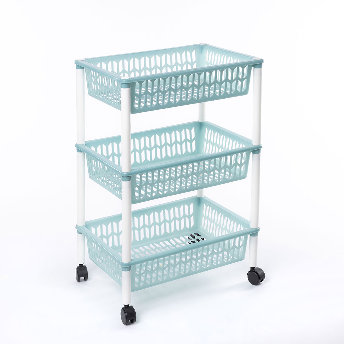 Carrinho de cozinha com 3 cestos azul