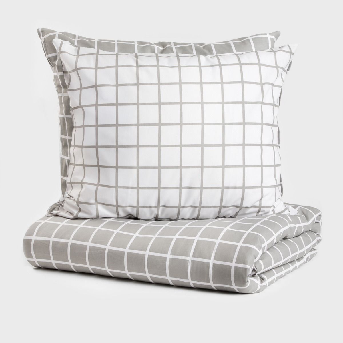 Pościel REYES bawełniana dwustronna szaro-biała 220x200   2*70x80 cm