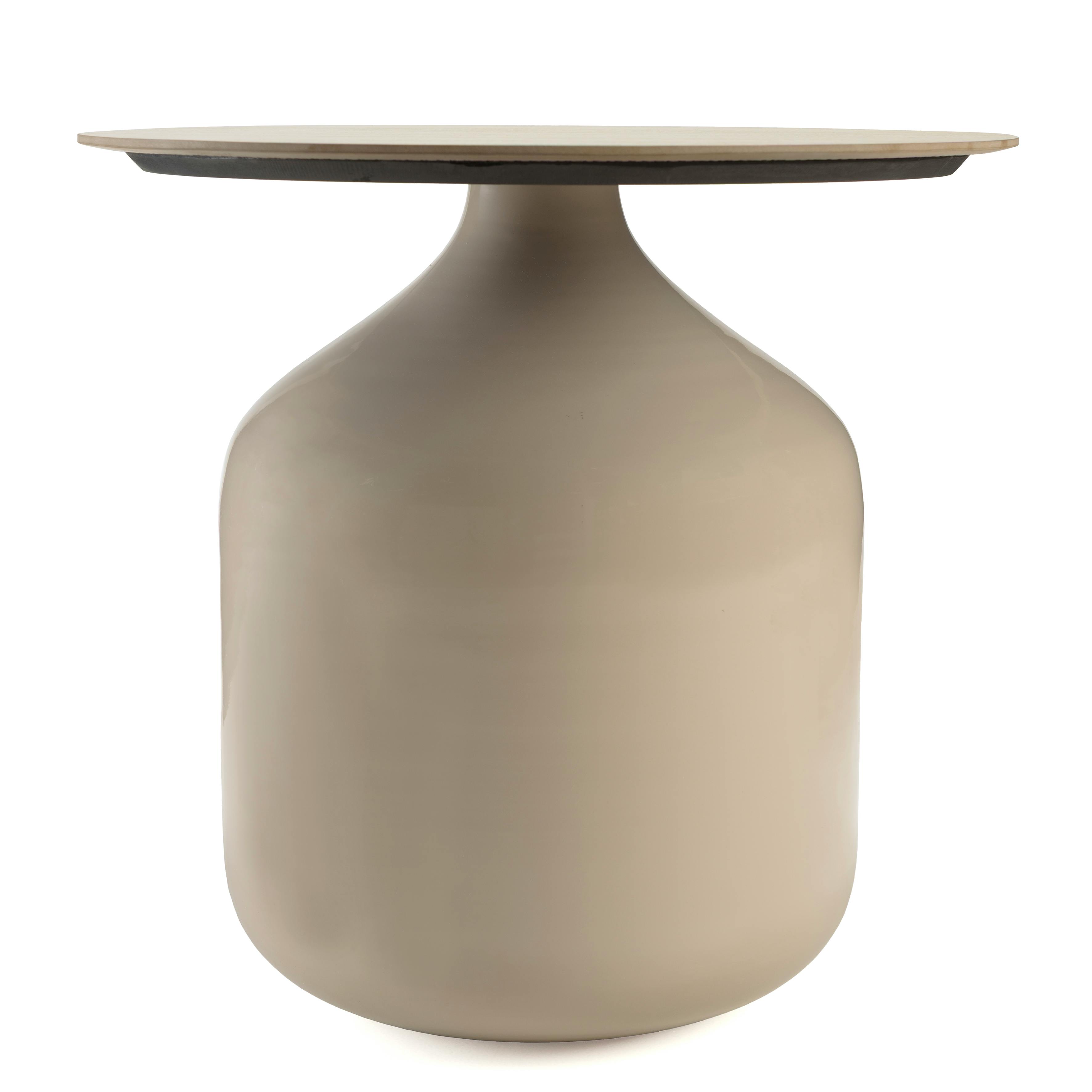 Table d'appoint plateau céramique et pied en fer beige ELORA