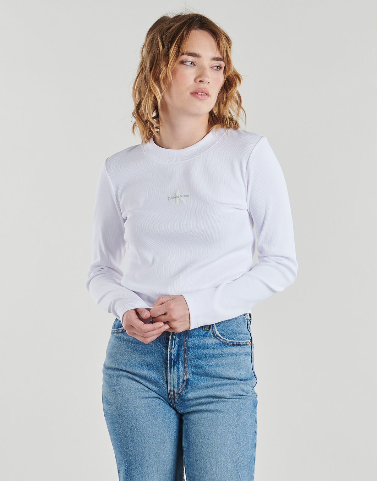 Calvin Klein Jeans - A- LS MONOGRAM BABY TEE - White