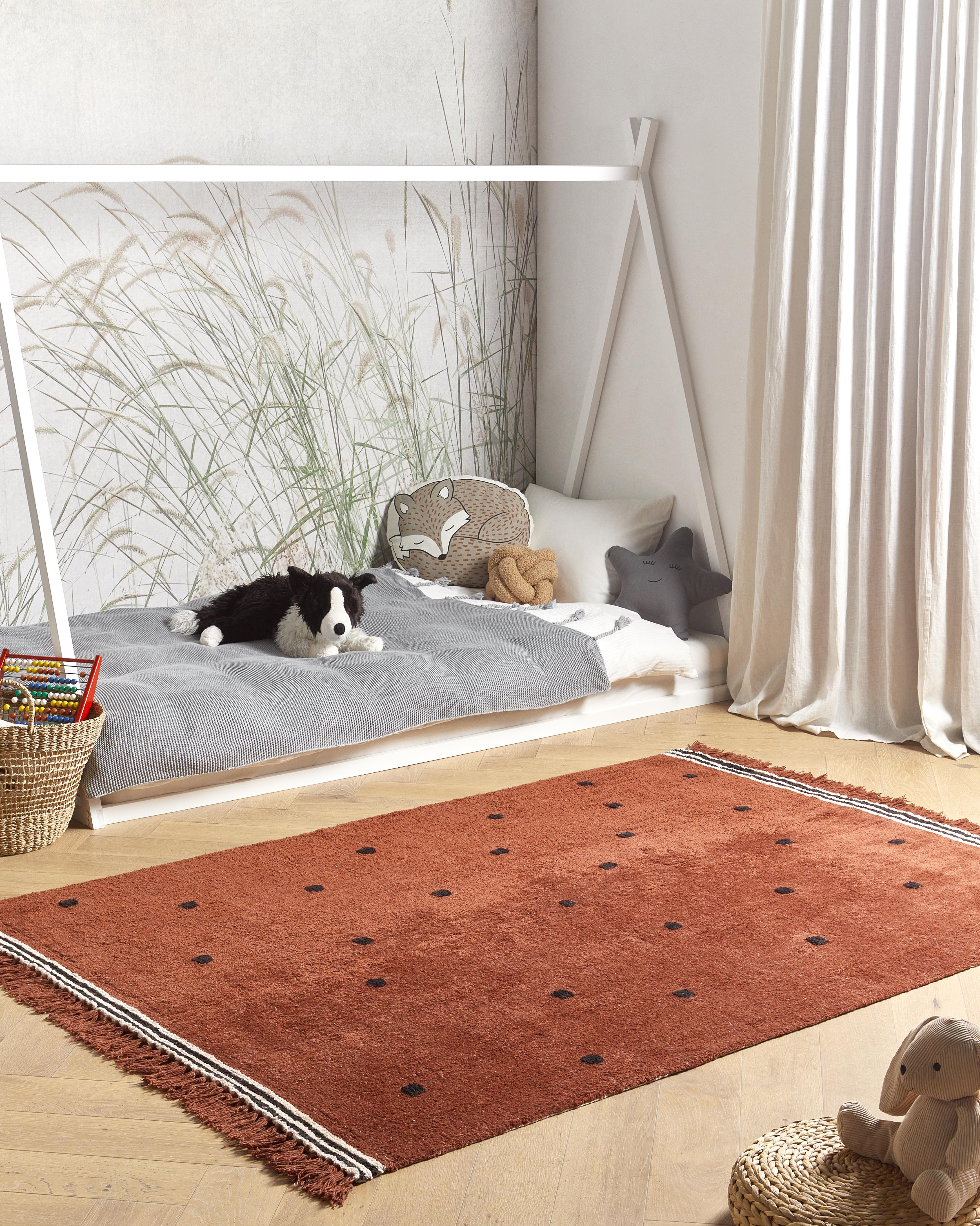 Kids Rug LAZA Brown 140 x 200 cm Cotton